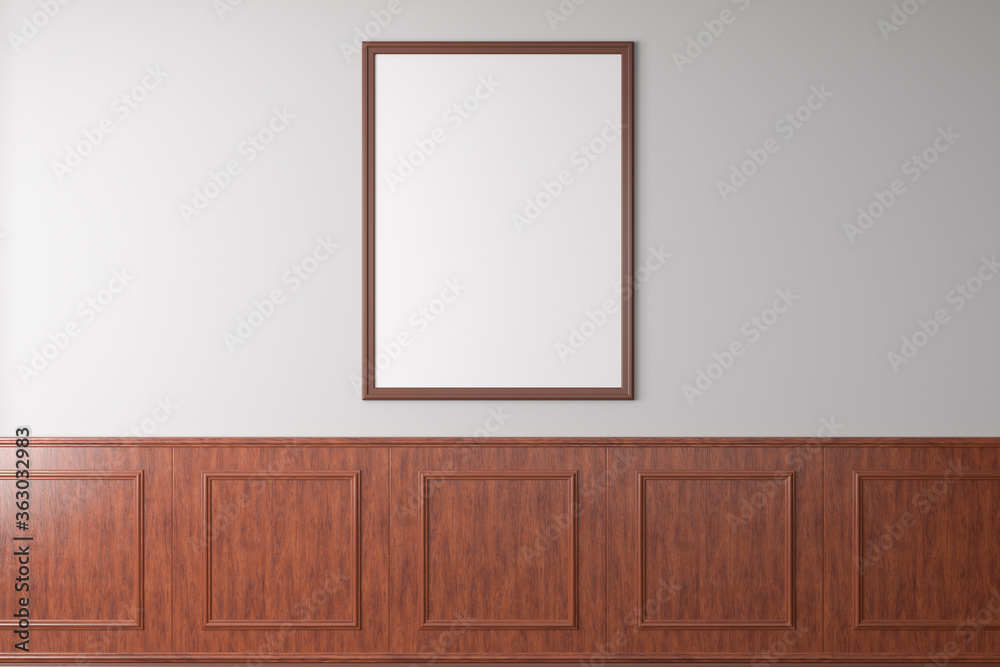 Vertical blank poster mockup on white wall in classic style interior of modern living room. Vertical blank poster mockup on white wall in classic style interior of modern living room.