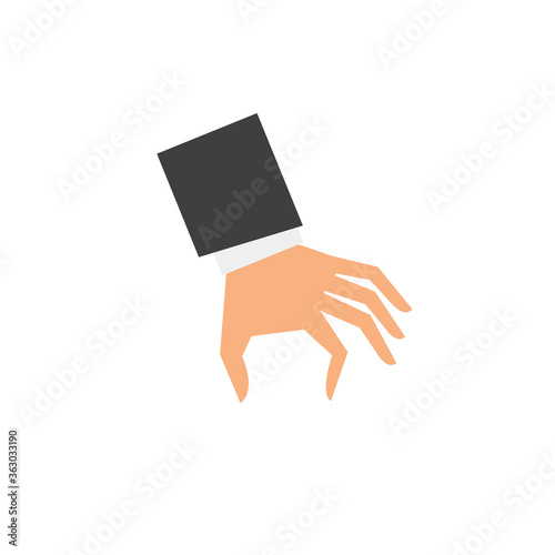 Hand picking something, grabbing, holding or reaching. Hand isolated on white background. Flat cartoon style vector illustration