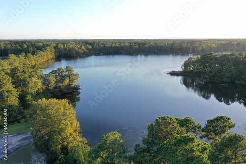 Fototapeta Naklejka Na Ścianę i Meble -  Aerial Drone View Of Lake