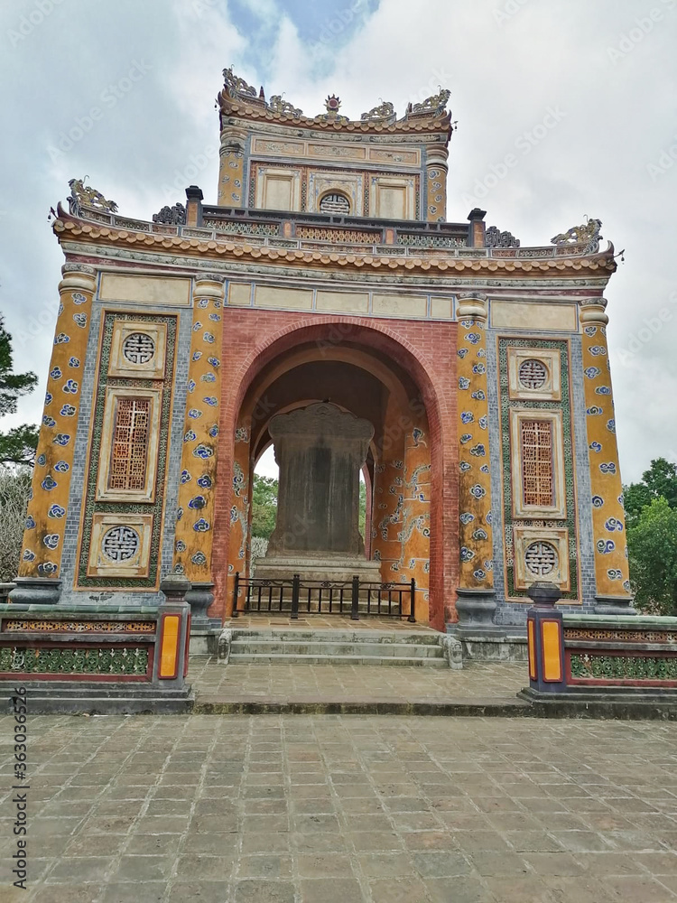 Hue, Vietnam - February 26, 2020: The tomb of Tu Duc, officially Khiem Tomb in Hue, Vietnam.
