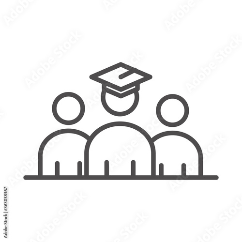 teach school and education students graduate characters line style icon