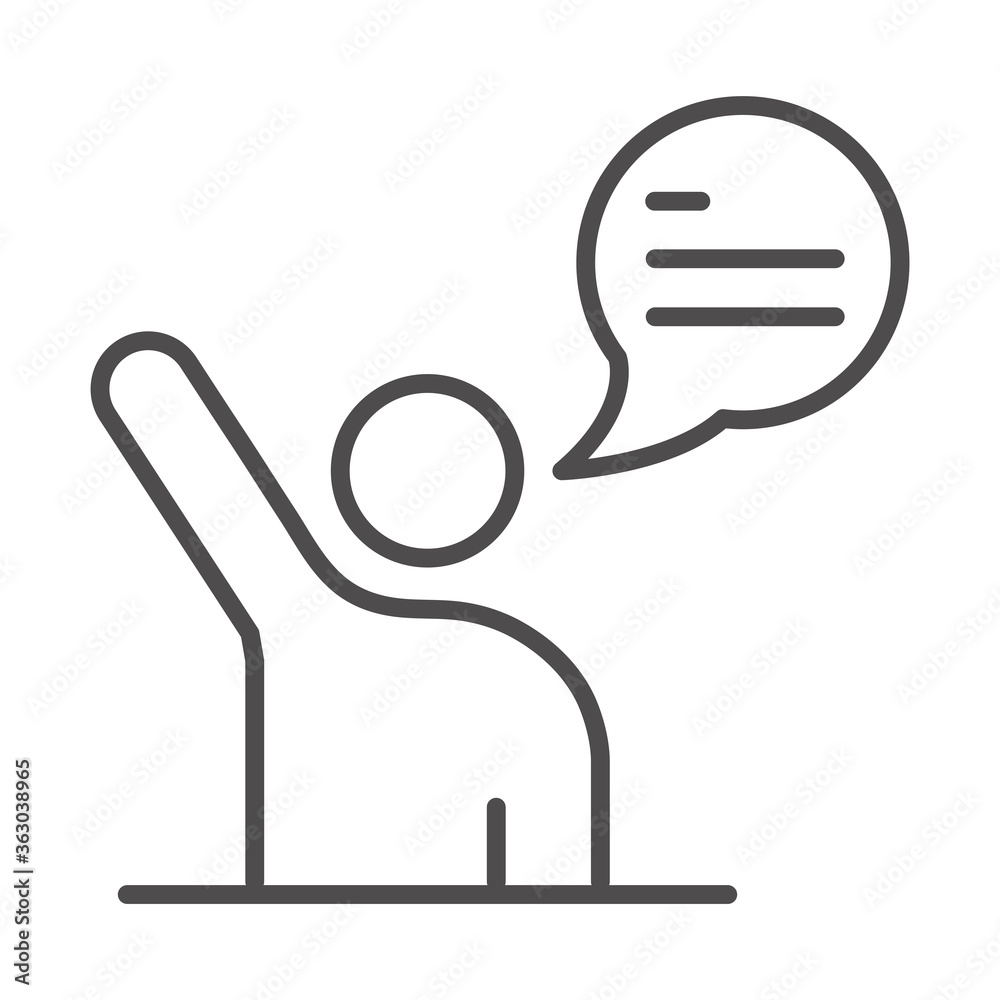 teach school and education character talking bubble line style icon