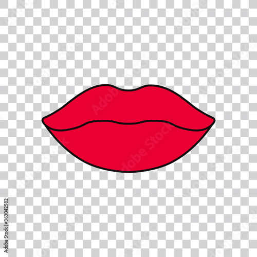 Pink lips isolated vector illustration.