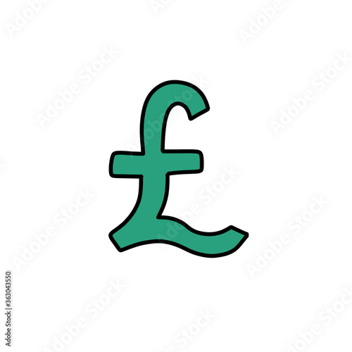pound sterling symbol doodle icon, vector color illustration