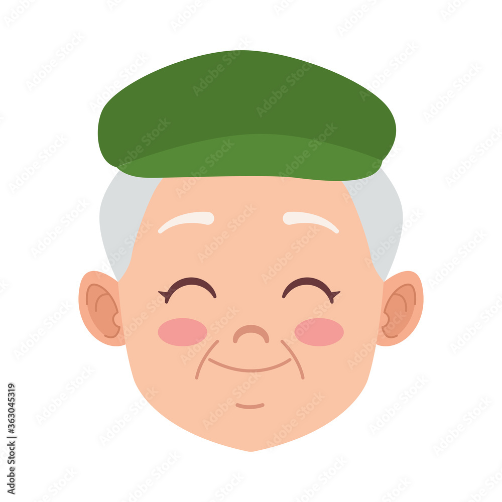 happy old grandfather with beret avatar character happy old grandfather with beret avatar character