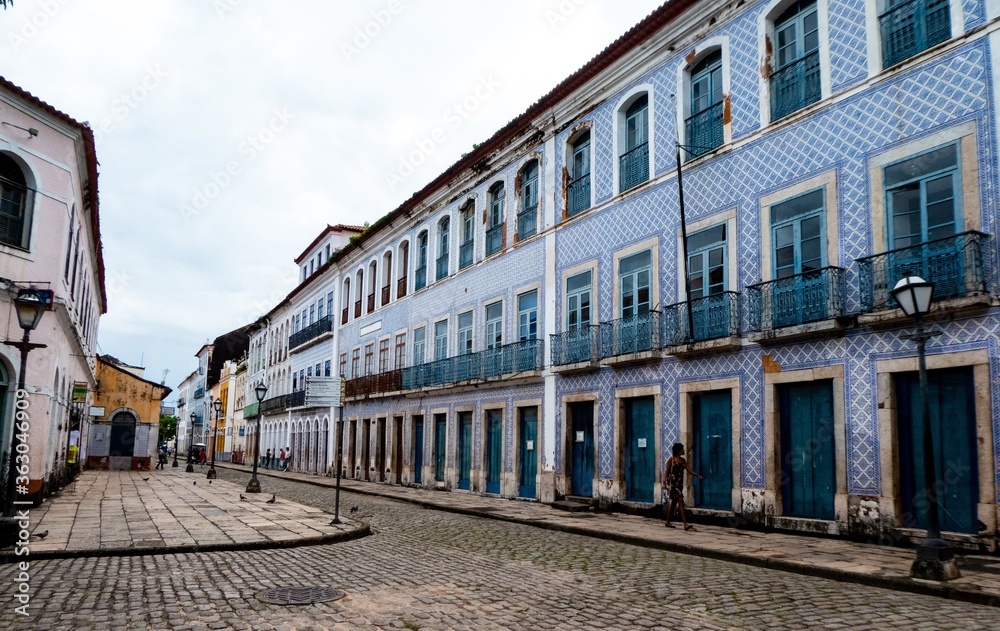 SÃ£O LUIS, BRAZIL - May 22, 2019: Street in old section of SÃ£o Luis