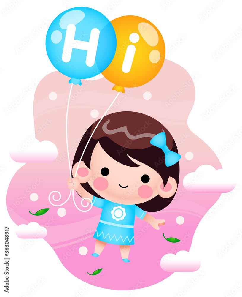 Illustration vector graphic of Cartoon Little Girl Flying With Balloons. Perfect for children book cover, children book illustrations, wallpaper, kid's brochure, game illustration, animation, etc. Illustration vector graphic of Cartoon Little Girl Flying With Balloons. Perfect for children book cover, children book illustrations, wallpaper, kid's brochure, game illustration, animation, etc.