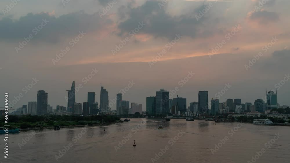 Ho Chi Minh City Saigon Vietnam Skyline Bitexco Financial Tower Sunset Time Lapse Ho Chi Minh City Saigon Vietnam Skyline Bitexco Financial Tower Sunset Time Lapse