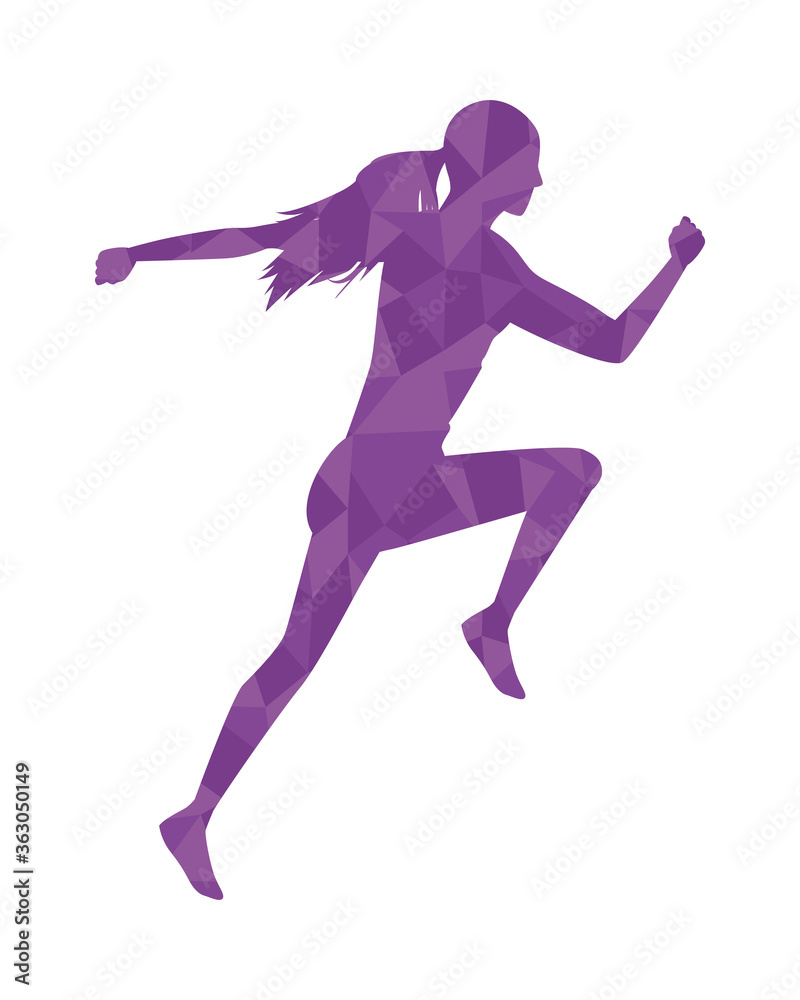 silhouette of athletic woman running