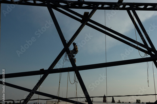 silhouette of a worker