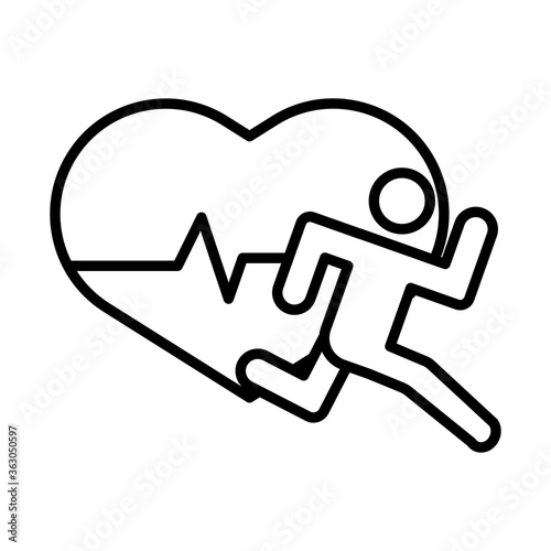 runner avatar figure with heart cardio line style icon