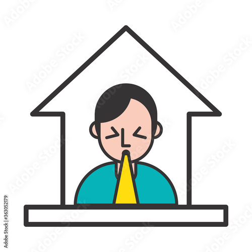 person with covid19 symptom stay at home