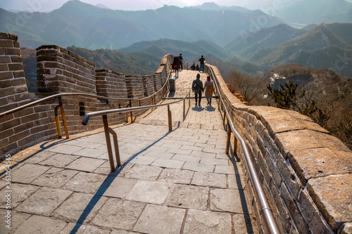 The Great wall of China at Badaling site in Beijing, it's the most poppular section for tourist by millions annually photo