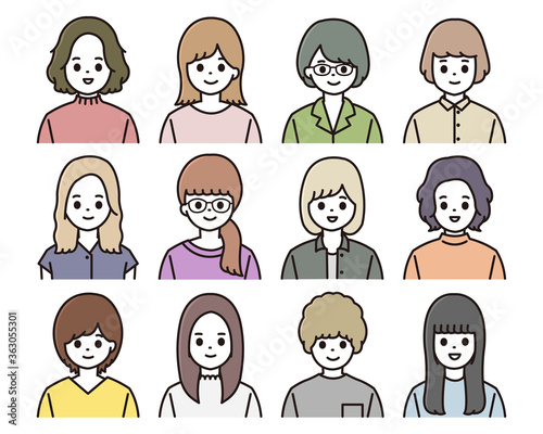 女性のアイコンセット