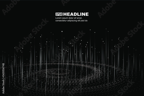 Dot line particle vortex, internet technology big data background.