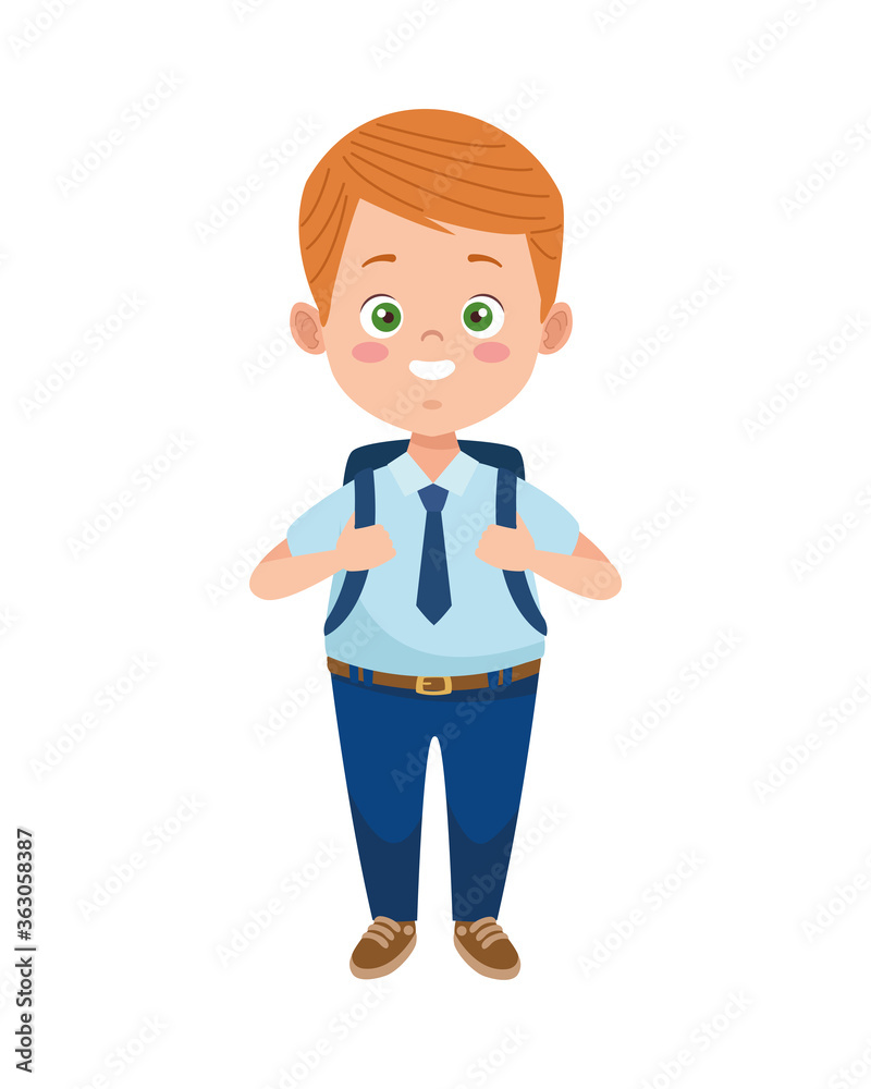 little student boy with uniform character