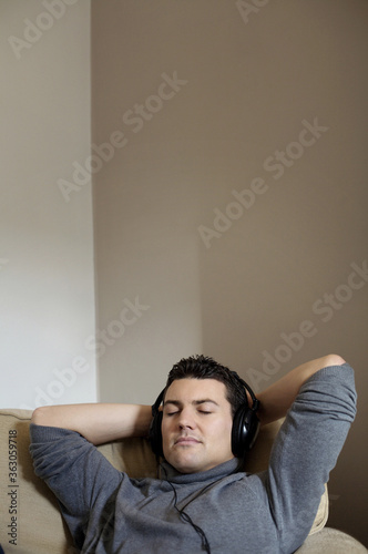 Man listening to music on portable MP3 player
