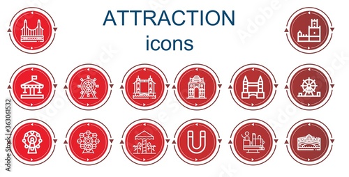 Editable 14 attraction icons for web and mobile