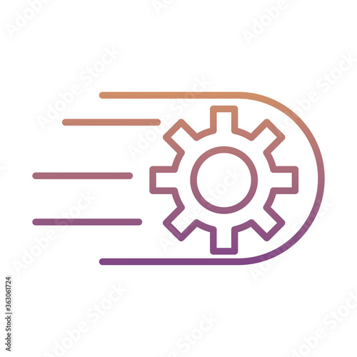 gear machine work with speed gradient line style icon