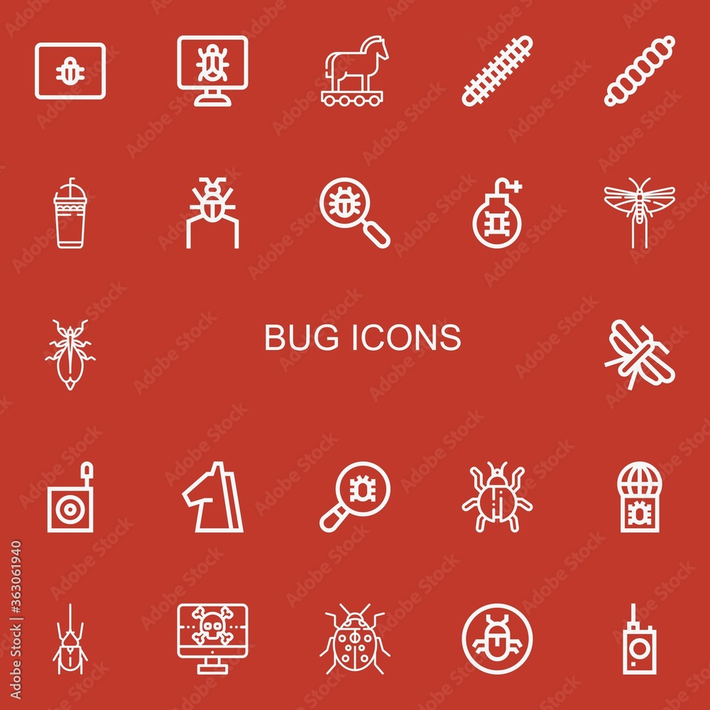 Editable 22 bug icons for web and mobile Editable 22 bug icons for web and mobile
