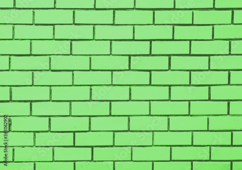 brick block wall of green color background