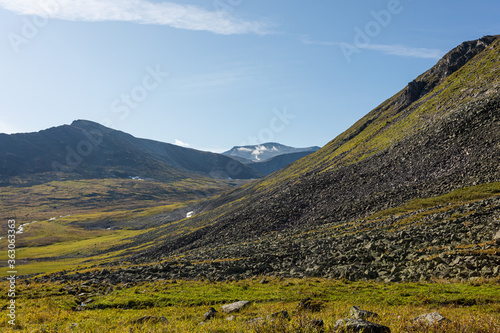 Amazing mountain landscape with colorful cloudless sky. Travel and hiking concept. Mountain landscape beauty world.