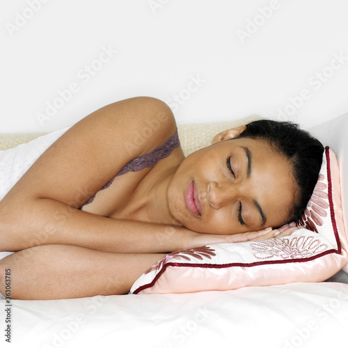 Woman relaxing and resting at home