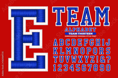 A Sports or Collegiate-Style Alphabet; This Font Has 3d Embroidered Thread Effects