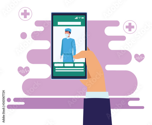 male doctor professional in smartphone ehealth