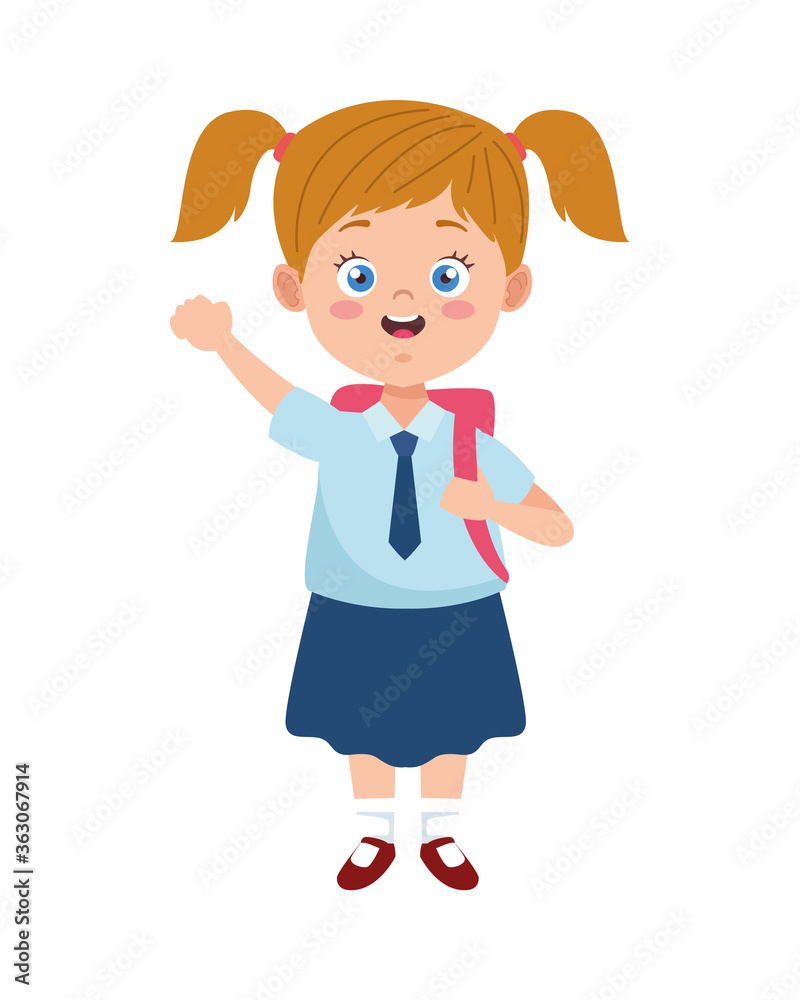 little student girl with uniform character little student girl with uniform character