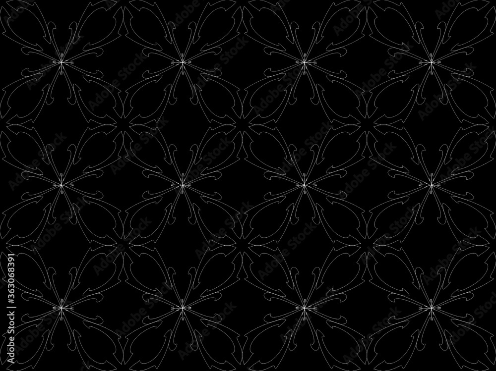 Fototapeta premium Seamless pattern design with floral background elements, beautiful ornaments, black, white, orange, pink, red, green, yellow, blue, gray, purple