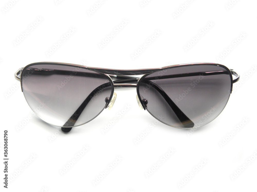 Gray color sunglasses on white background