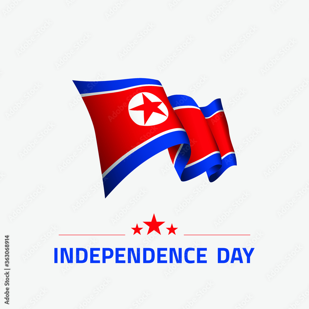Fototapeta premium Waving flag of North Korea for independence day greeting card, banner and social media isolated on white background vector illustration EPS 10