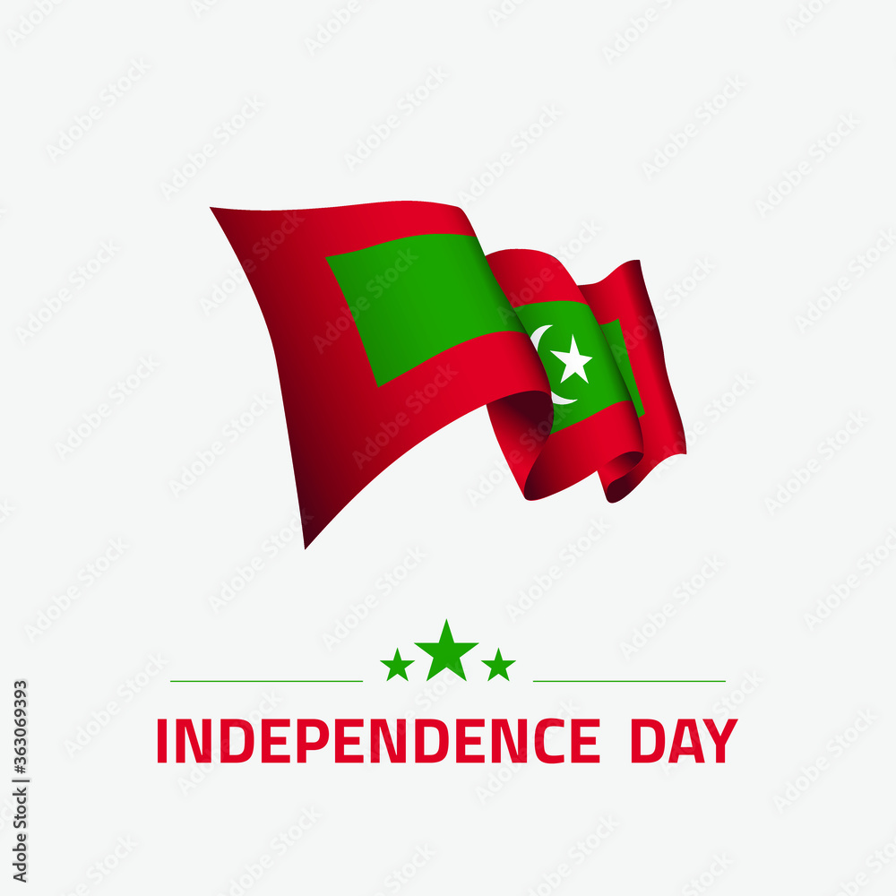 Waving flag of Maldives for independence day greeting card, banner, social media vector illustration Waving flag of Maldives for independence day greeting card, banner, social media vector illustration
