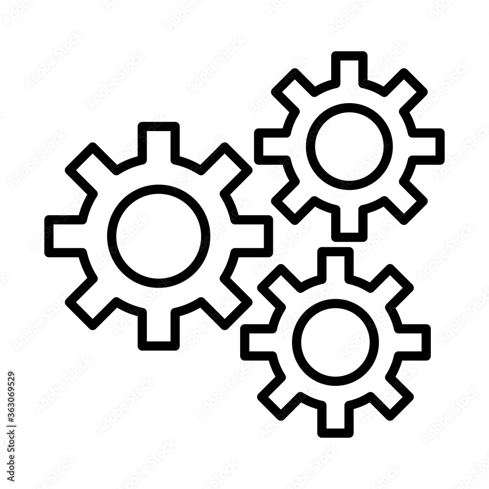 gears machine work line style icons