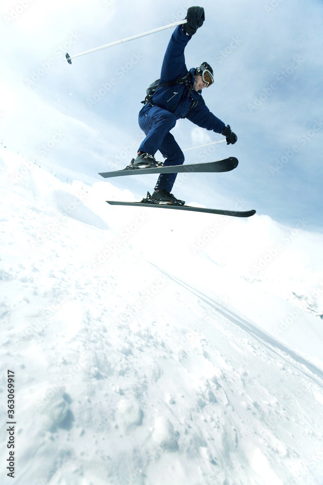 Skier performing a jump Skier performing a jump