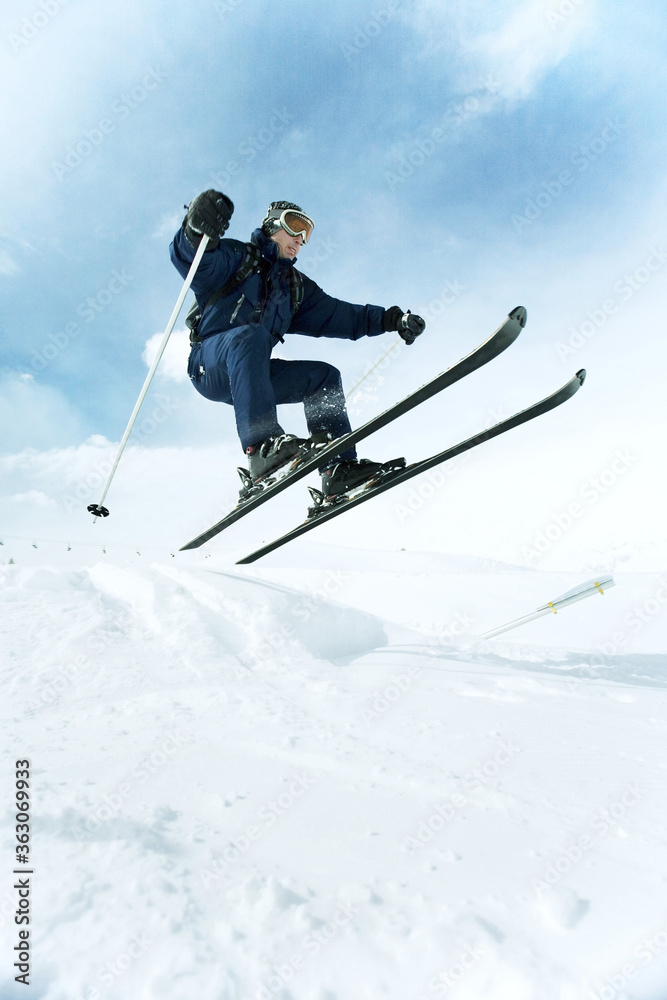 Skier performing a jump