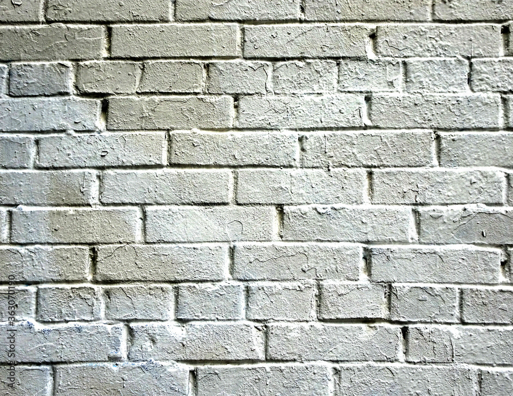 Fototapeta premium old grunge textured brick white painted wall