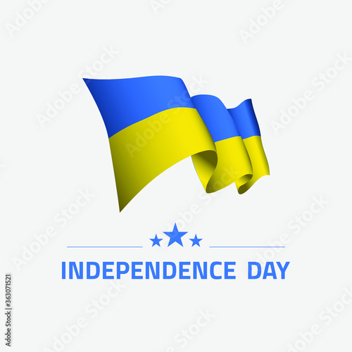 Ukraine happy independence day greeting card, banner, vector illustration. Ukraine holiday 24th of August design element with waving flag as a symbol of independence