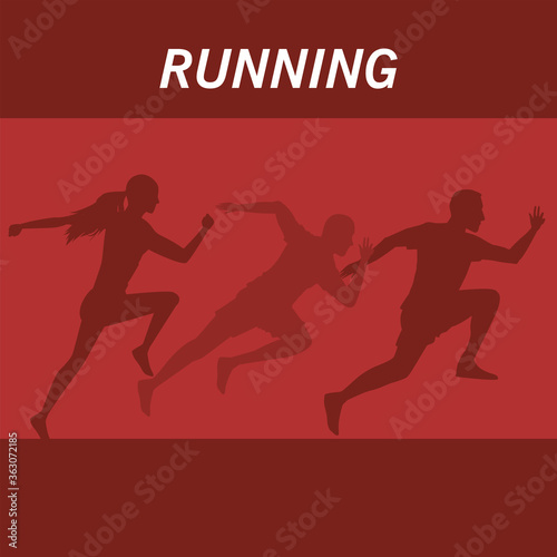 silhouettes of athletics people running