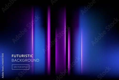 Modern futuristic vertical glowing pink and blue neon light in black background