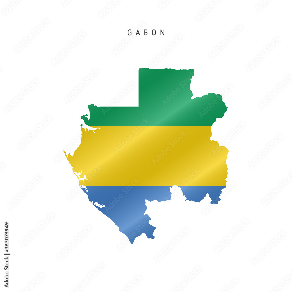 Waving flag map of Gabon. Vector illustration Waving flag map of Gabon. Vector illustration
