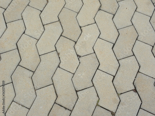 Gray color concrete floor with isohedral hexagonal tiles