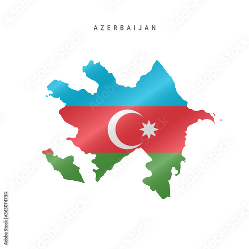 Waving flag map of Azerbaijan. Vector illustration