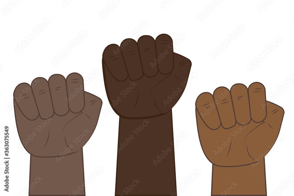 Black fist of power. Equality illustration. Protest and battle against ...