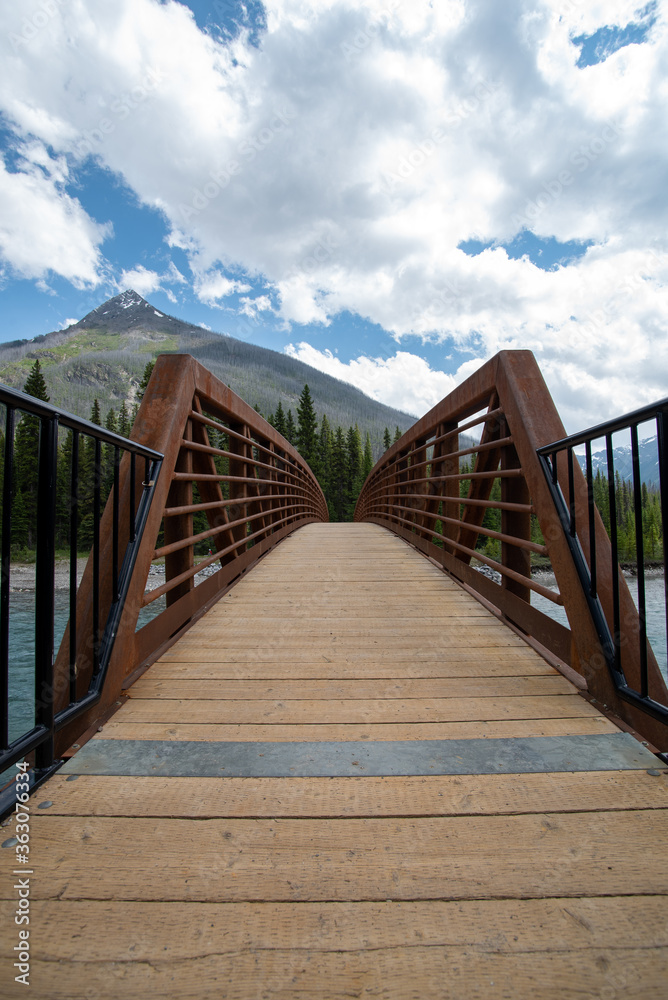 A picture of a bridge crossing Kootenay river.  Kootenay National Park,  BC Canada
