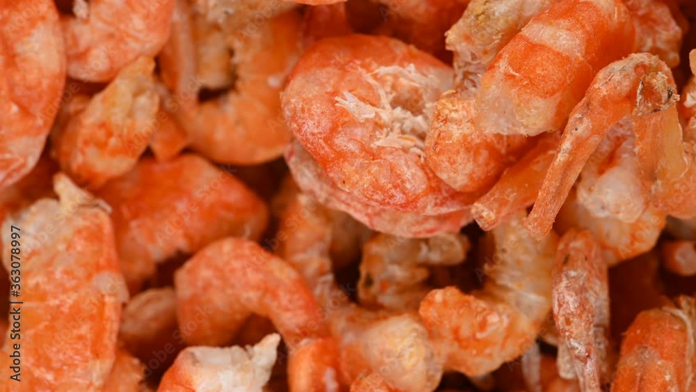 top view lots of big size shrimps rotating top view lots of big size shrimps rotating