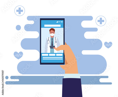 male doctor professional in smartphone ehealth