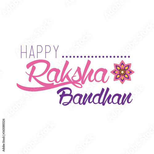happy raksha bandhan celebration with lettering flat style