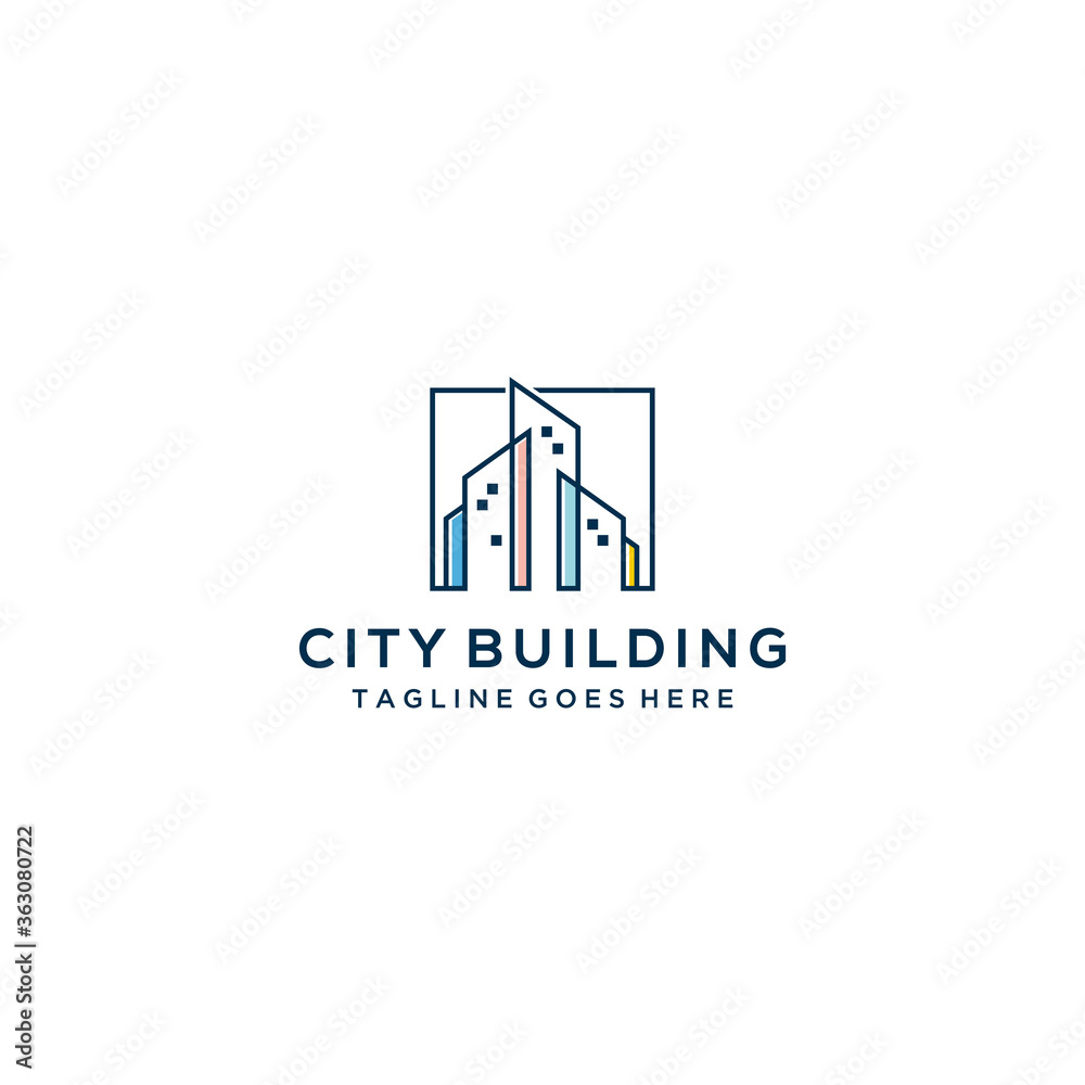 Creative modern real estate building sign logo design template